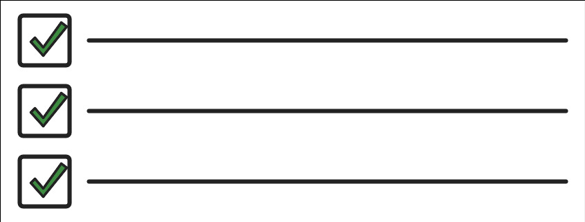 Checklist with three green ticks for AGM voting
